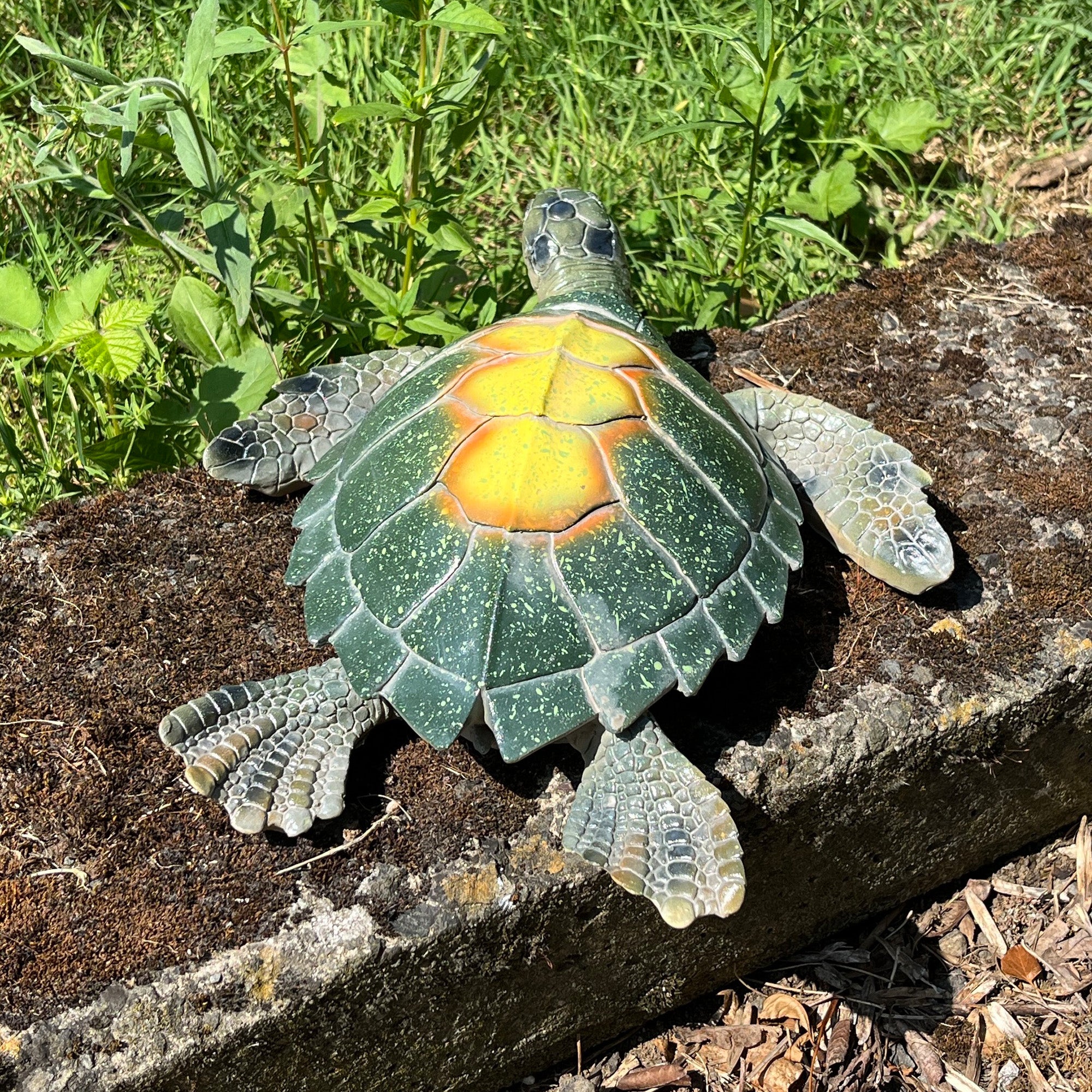 32.5cm Turtle Garden Ornament - Yellow Shell