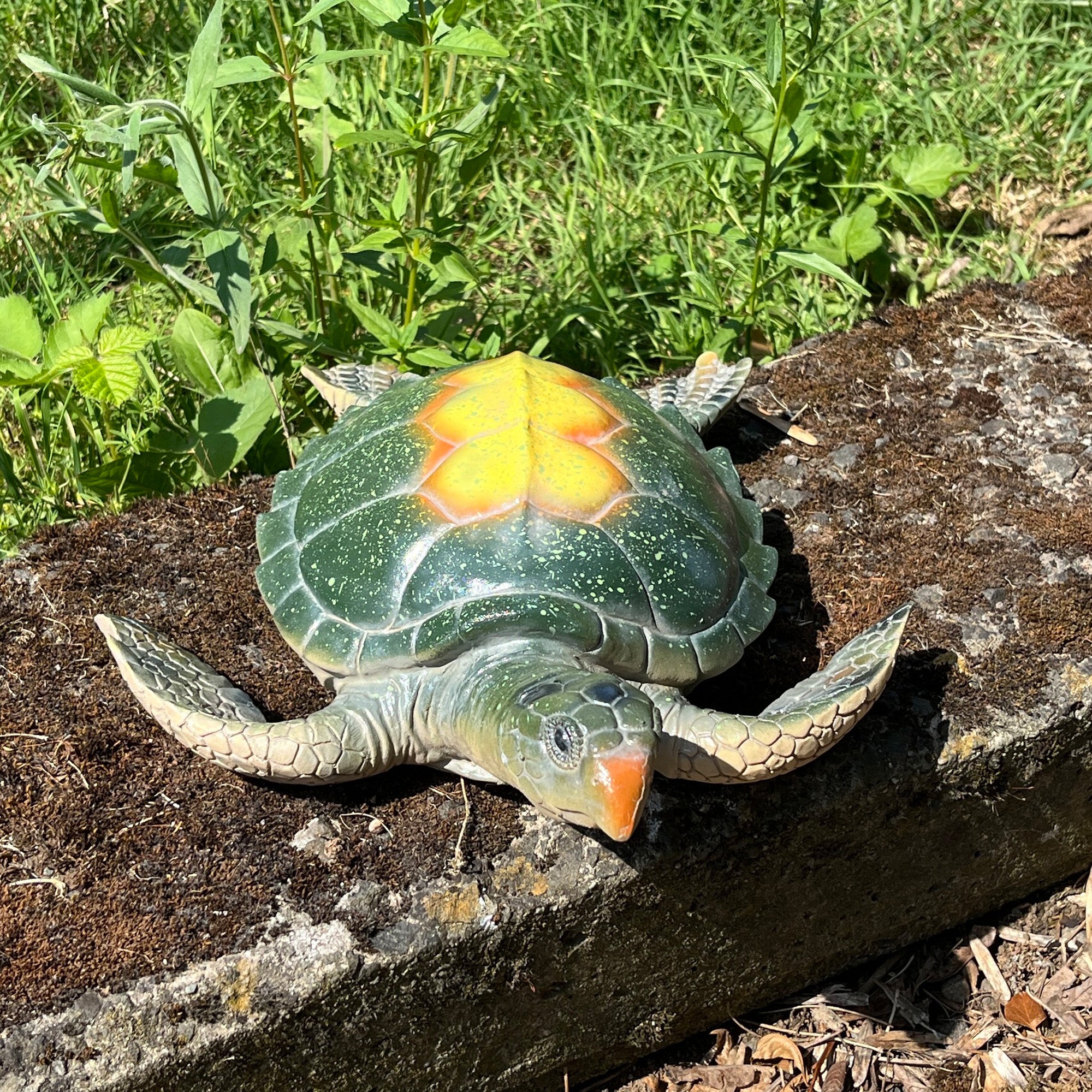 32.5cm Turtle Garden Ornament - Yellow Shell