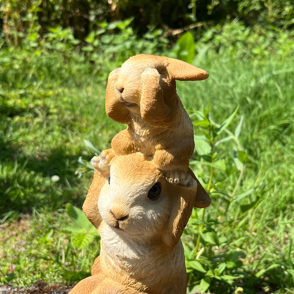 29cm Tower of Rabbits Garden Ornament - Resin