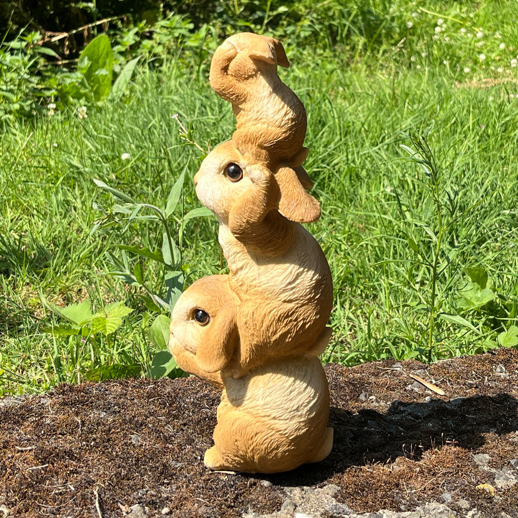 29cm Tower of Rabbits Garden Ornament - Resin