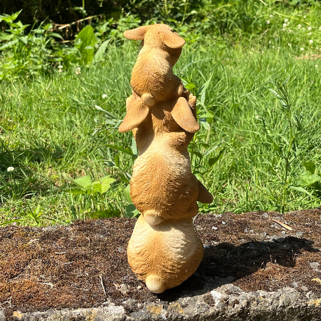 29cm Tower of Rabbits Garden Ornament - Resin