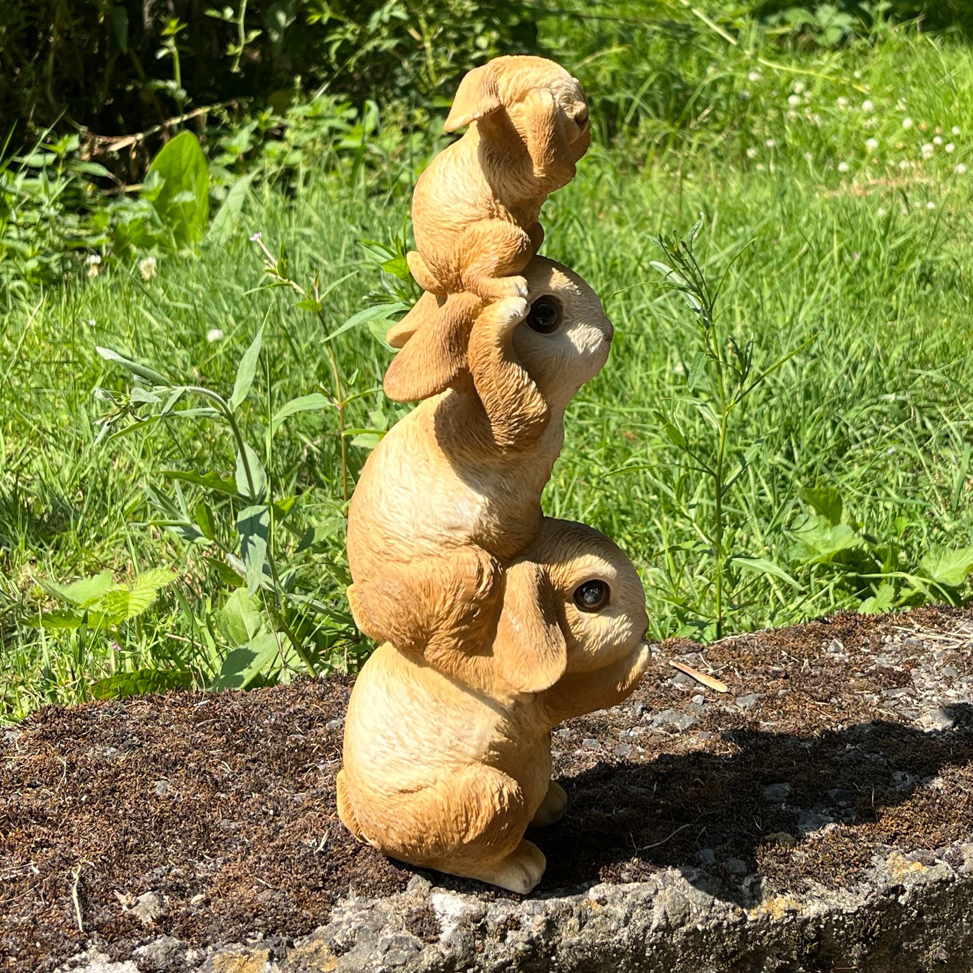 29cm Tower of Rabbits Garden Ornament - Resin
