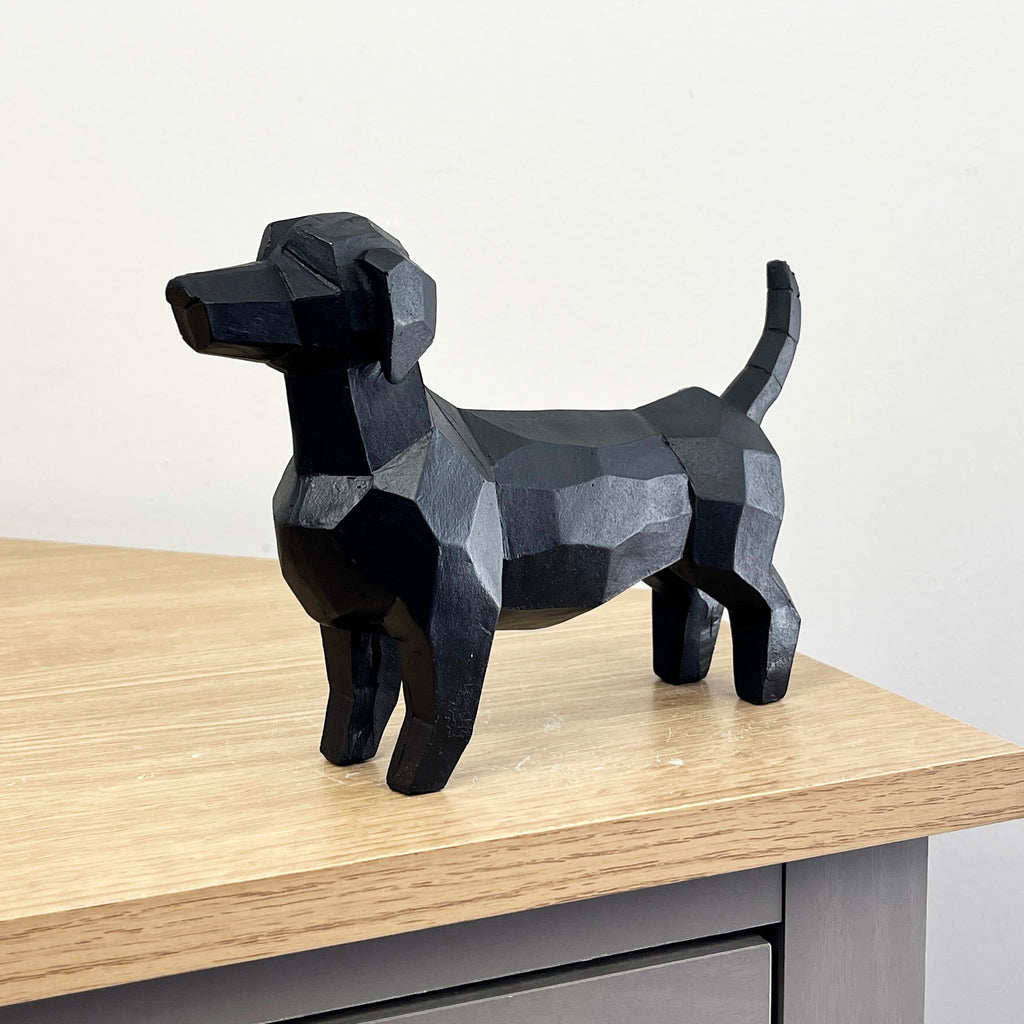 20.5cm Black Geometric Dachshund Ornament - Resin