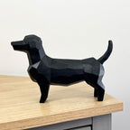 20.5cm Black Geometric Dachshund Ornament - Resin
