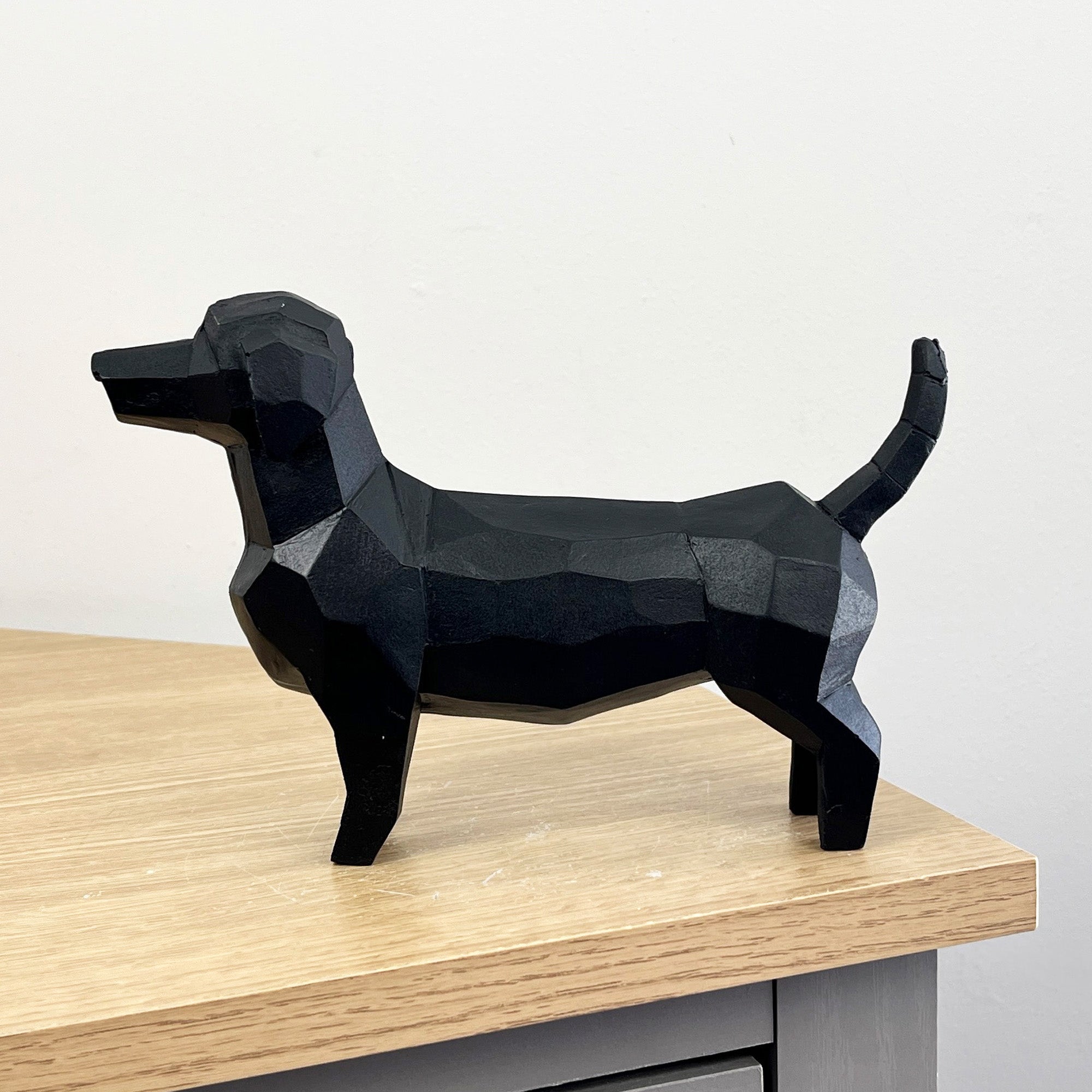 20.5cm Black Geometric Dachshund Ornament - Resin
