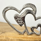 15cm Cluster of Hearts on Wood Ornament / Sculpture