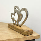 15cm Cluster of Hearts on Wood Ornament / Sculpture