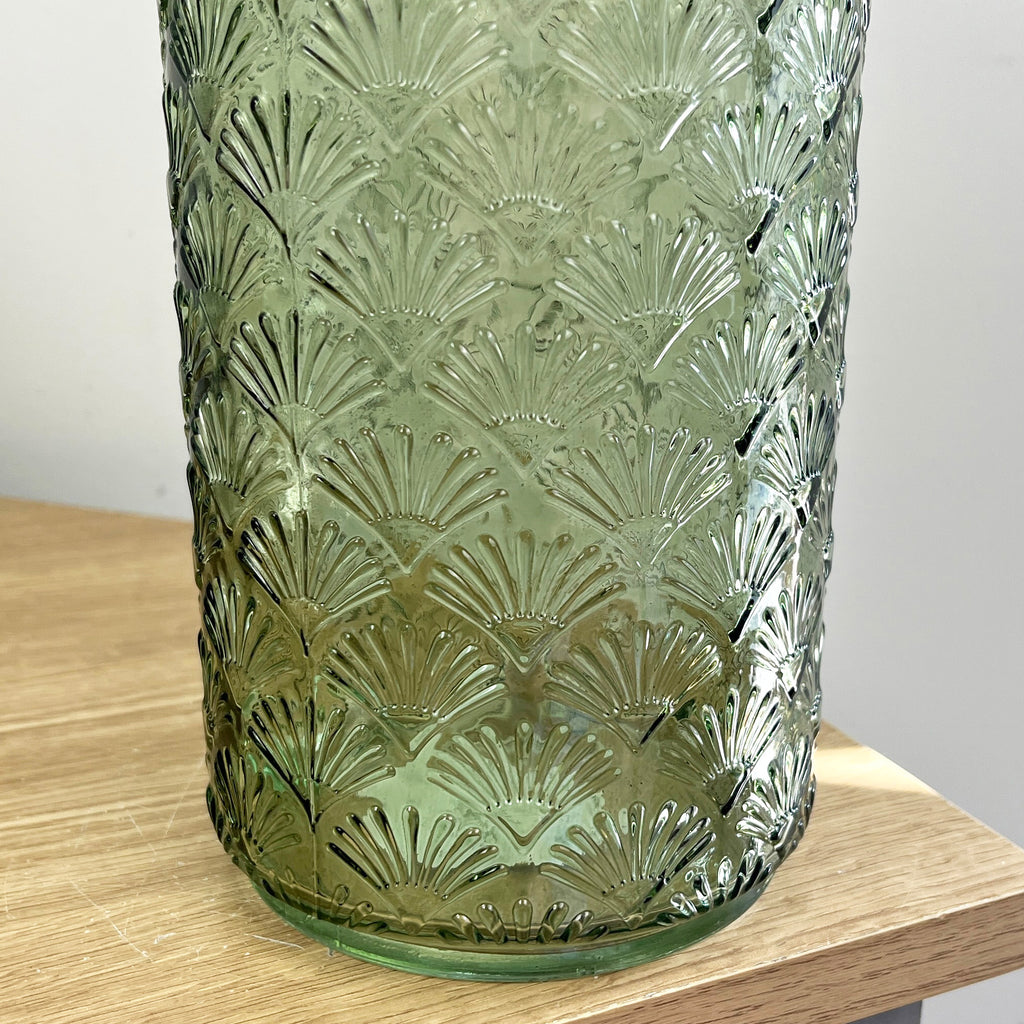 27cm Fan Tail Coloured Glass Vase – Green