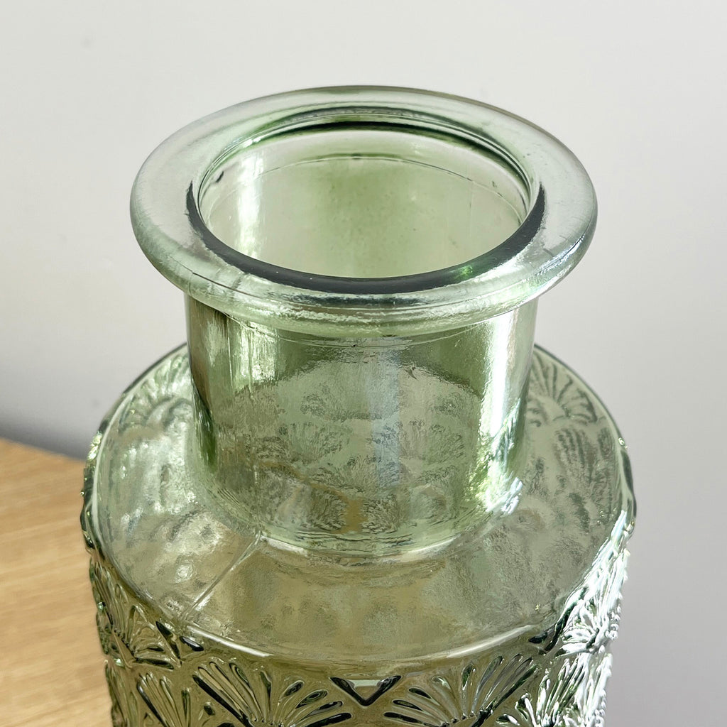 27cm Fan Tail Coloured Glass Vase – Green