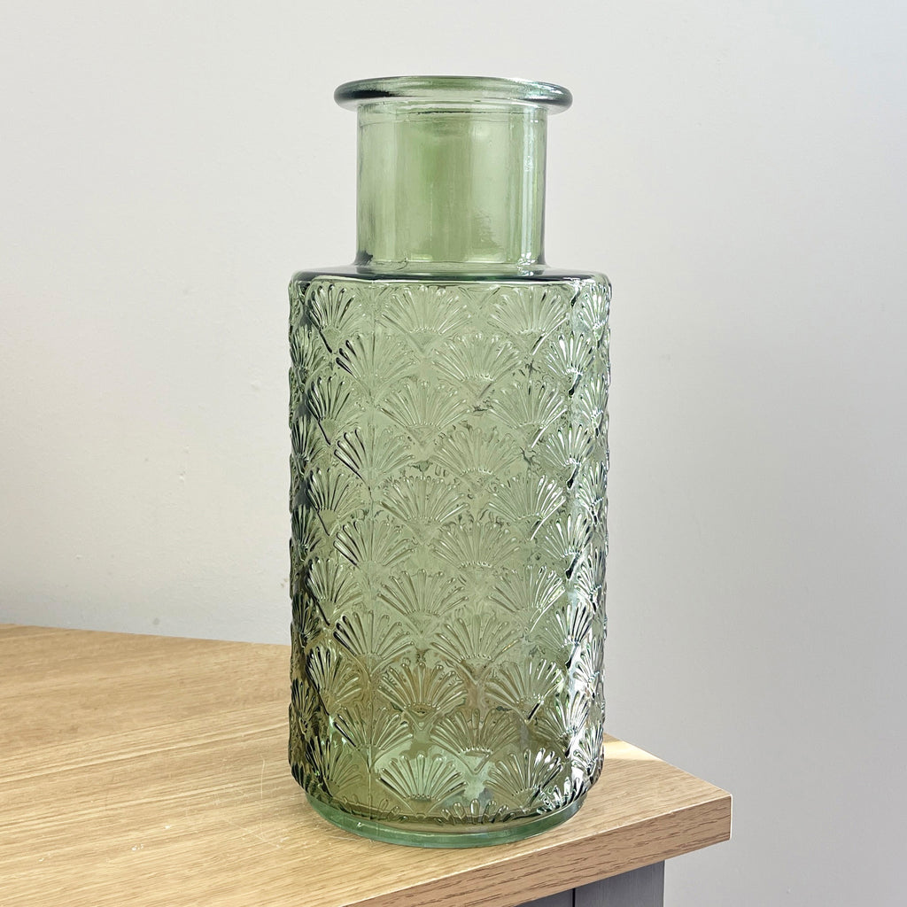 27cm Fan Tail Coloured Glass Vase – Green