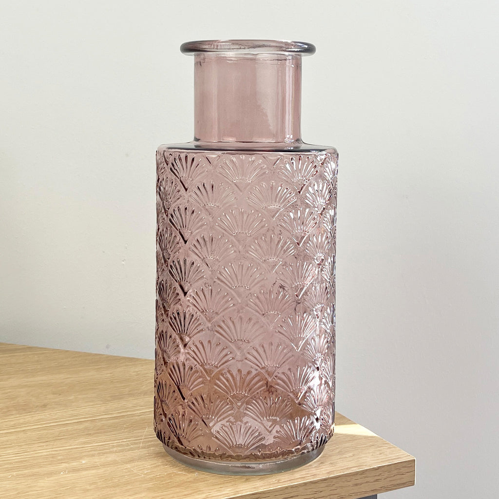 27cm Fan Tail Coloured Glass Vase – Pink