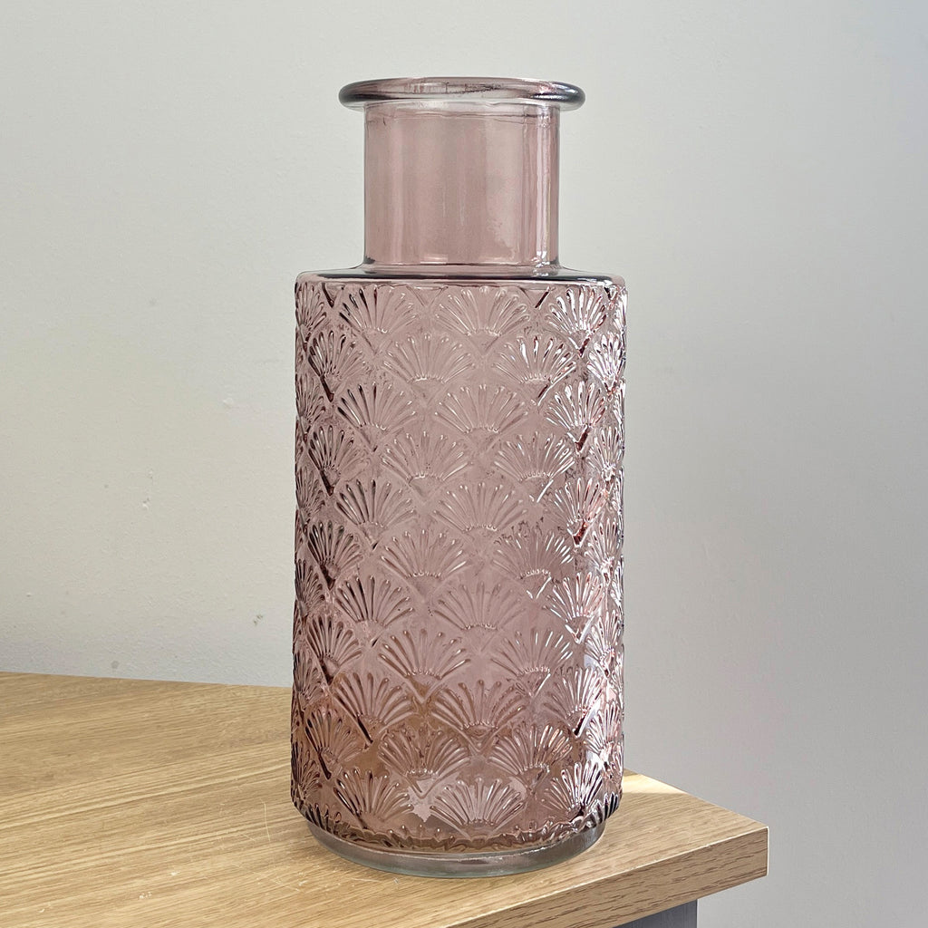 27cm Fan Tail Coloured Glass Vase – Pink