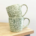 2 x 400ml Reactive Glaze Stoneware Mugs – Green