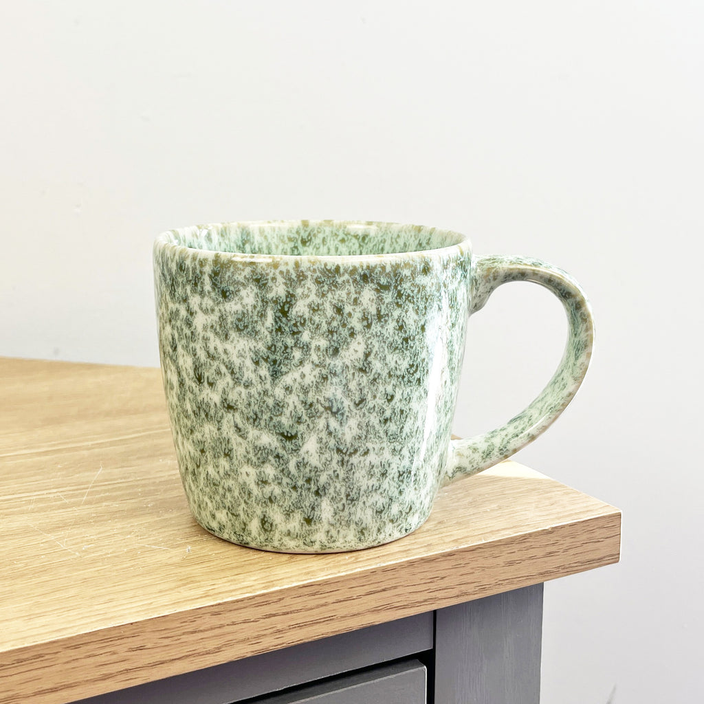 2 x 400ml Reactive Glaze Stoneware Mugs – Green