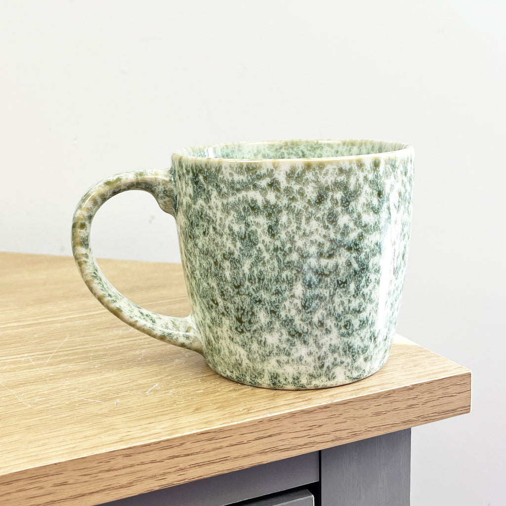 2 x 400ml Reactive Glaze Stoneware Mugs – Green