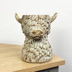 18cm Tall Highland Cow Indoor Plant Pot Cover - Resin