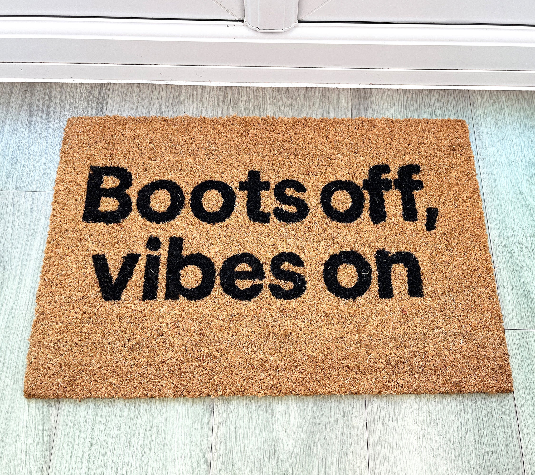 'Boots Off, Vibes On' Coir Doormat - 59 x 39cm