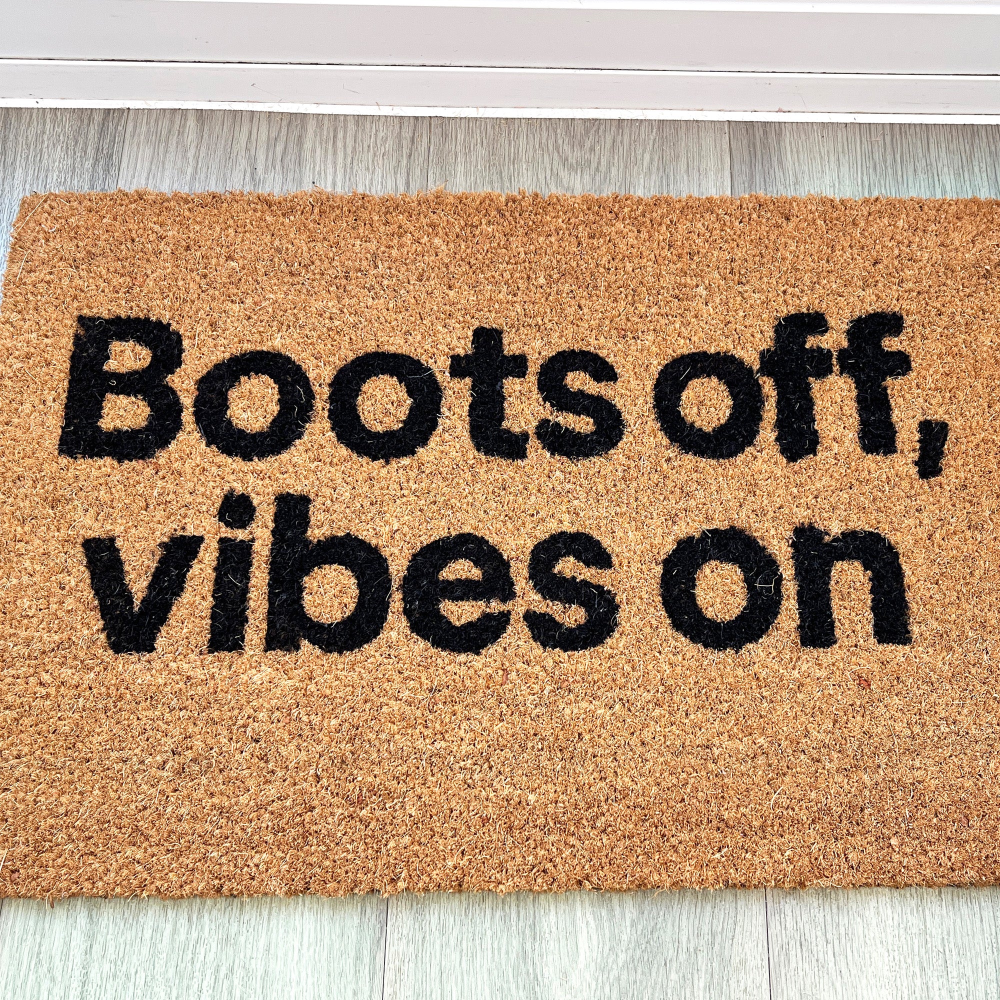 'Boots Off, Vibes On' Coir Doormat - 59 x 39cm