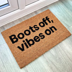 'Boots Off, Vibes On' Coir Doormat - 59 x 39cm