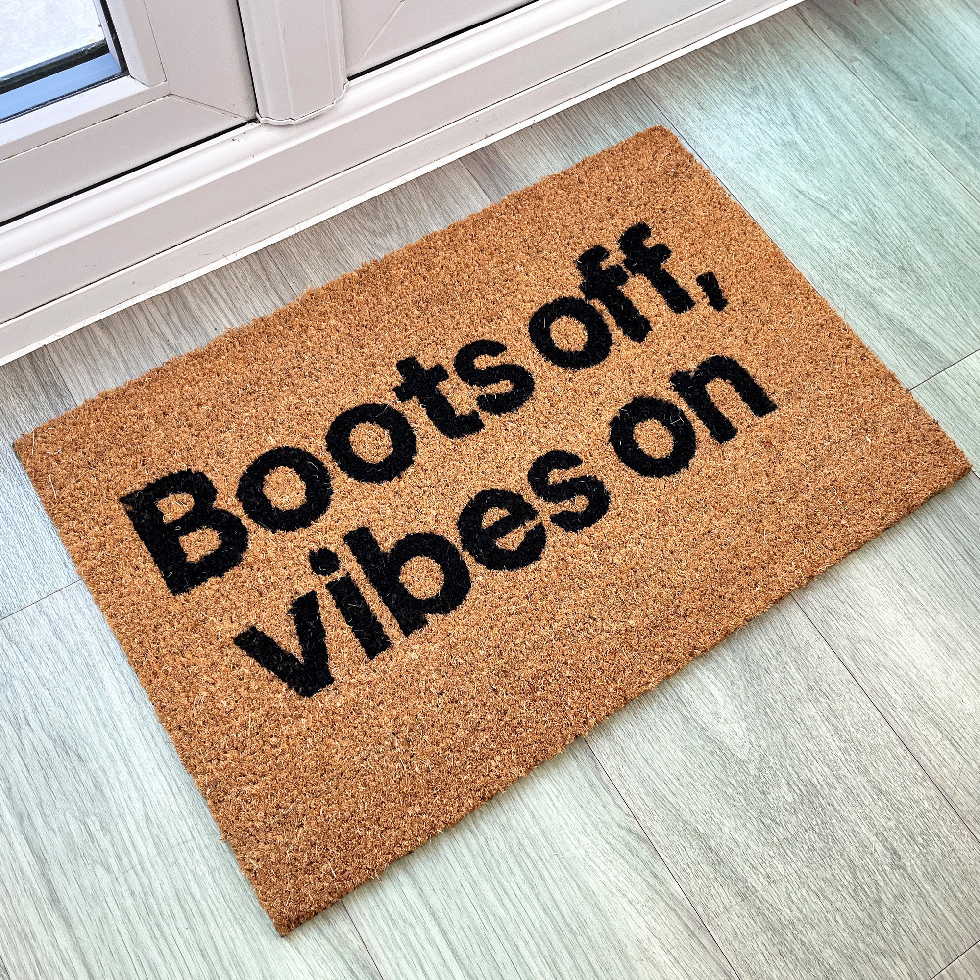 'Boots Off, Vibes On' Coir Doormat - 59 x 39cm
