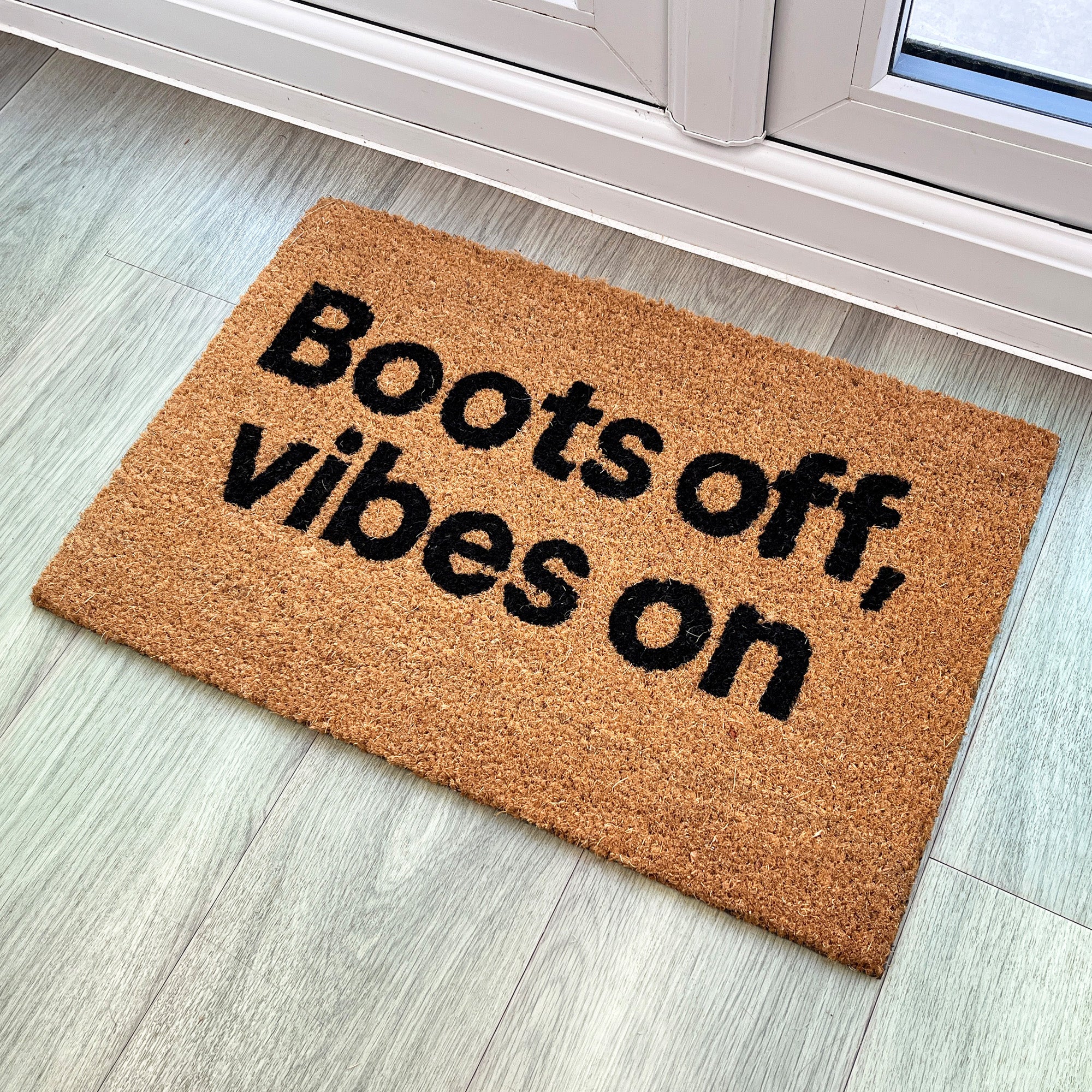 'Boots Off, Vibes On' Coir Doormat - 59 x 39cm