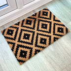 Geometric Diamond Pattern Coir Doormat - 59 x 39cm