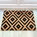 Geometric Diamond Pattern Coir Doormat - 59 x 39cm