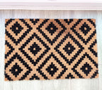 Geometric Diamond Pattern Coir Doormat - 59 x 39cm