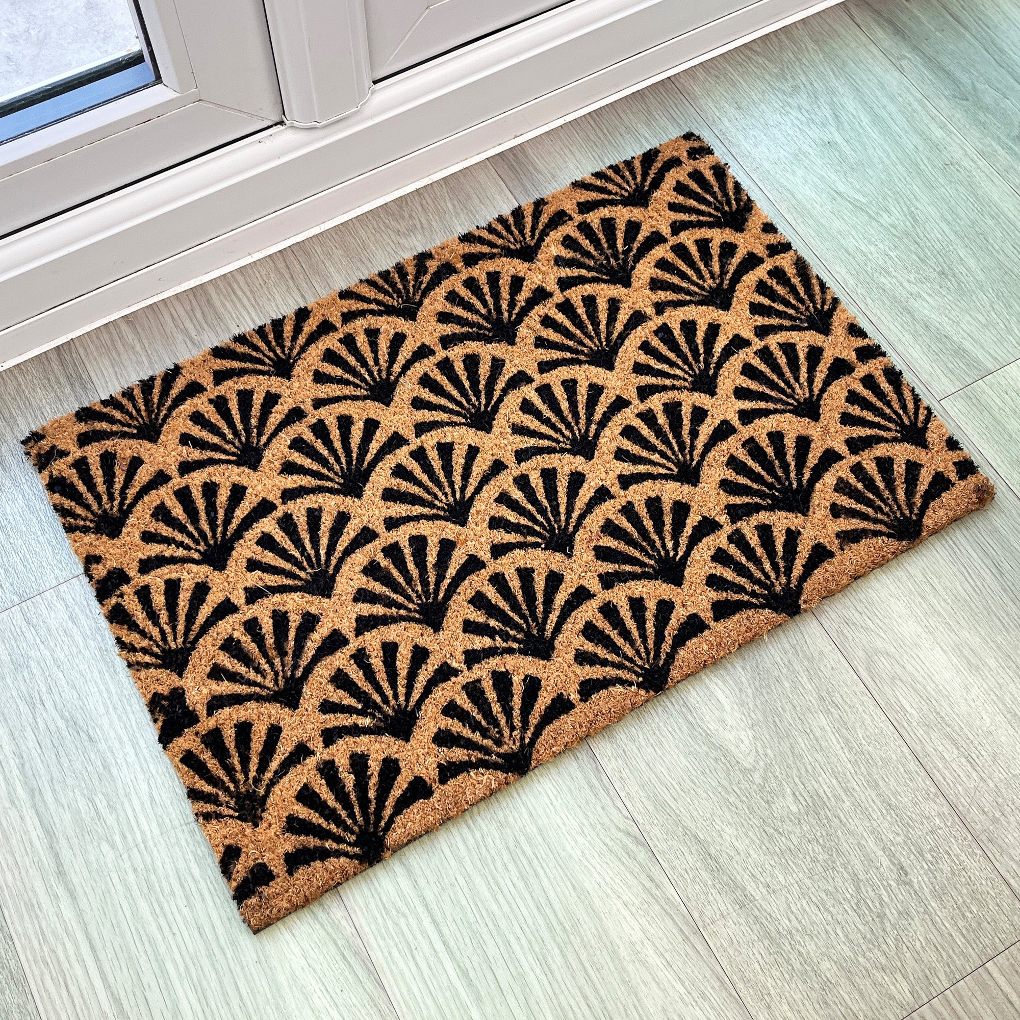 Peacock Fan Tail Pattern Coir Doormat - 59 x 39cm