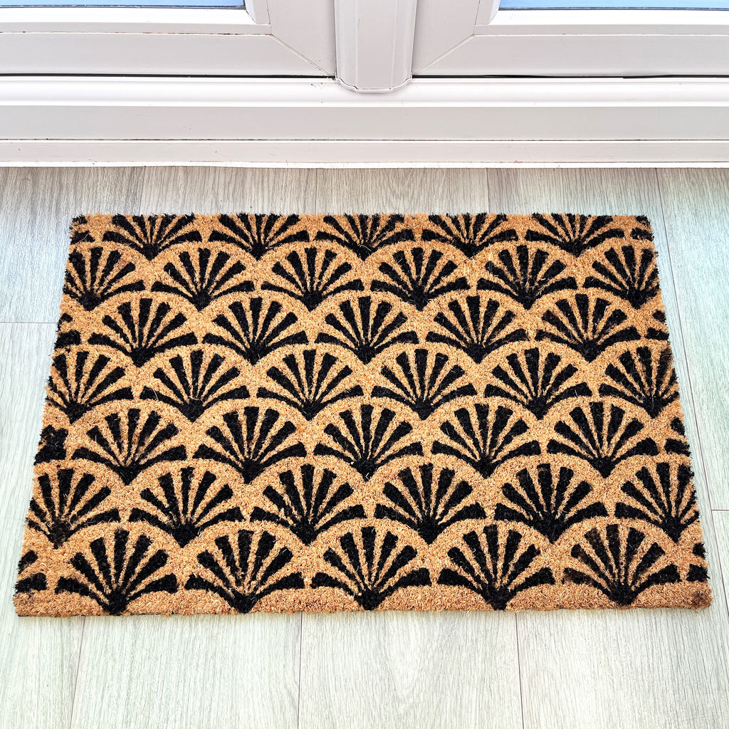 Peacock Fan Tail Pattern Coir Doormat - 59 x 39cm