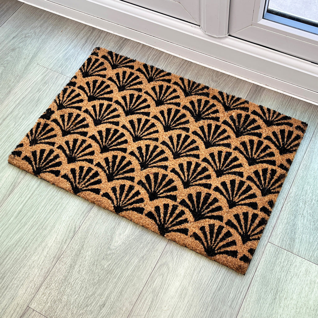 Peacock Fan Tail Pattern Coir Doormat - 59 x 39cm