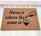 'Home Is Where The Wine Is 🖤' Coir Doormat - 59 x 39cm