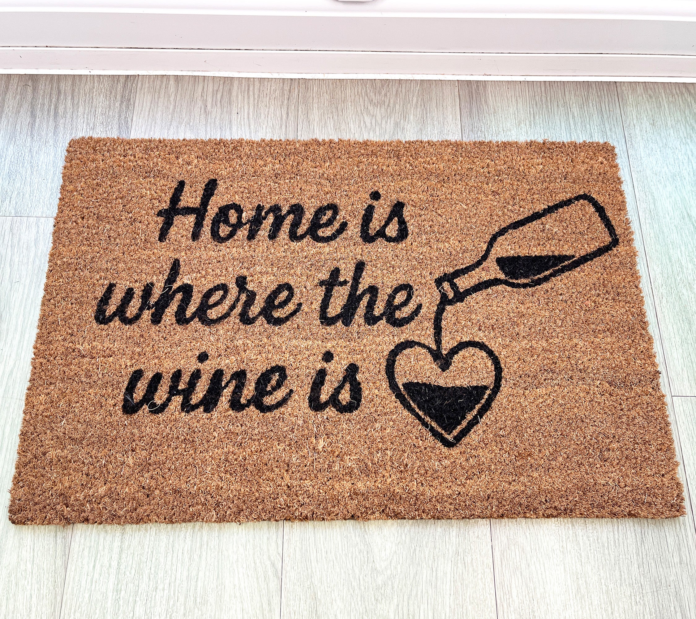 'Home Is Where The Wine Is 🖤' Coir Doormat - 59 x 39cm
