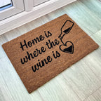 'Home Is Where The Wine Is 🖤' Coir Doormat - 59 x 39cm