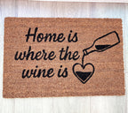 'Home Is Where The Wine Is 🖤' Coir Doormat - 59 x 39cm