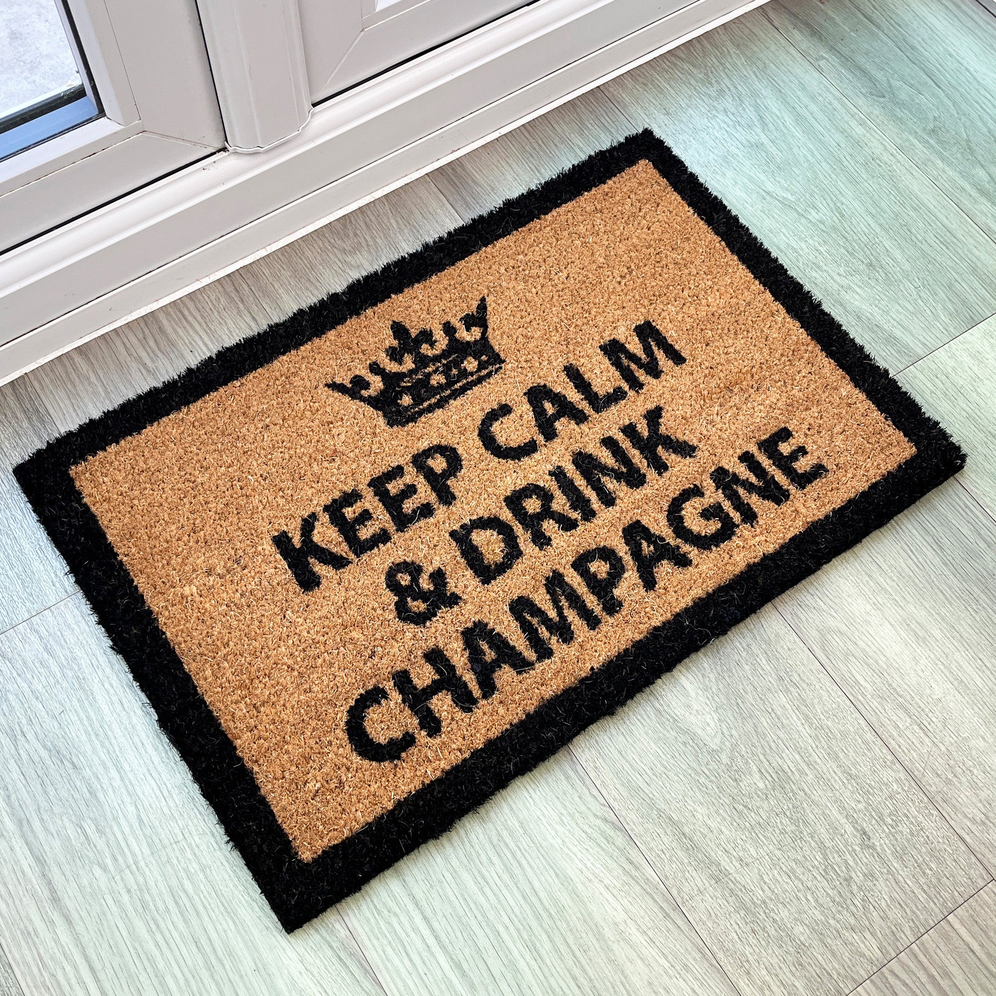'👑 Keep Calm and Drink Champagne' Coir Doormat - 59 x 39cm