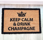 '👑 Keep Calm and Drink Champagne' Coir Doormat - 59 x 39cm