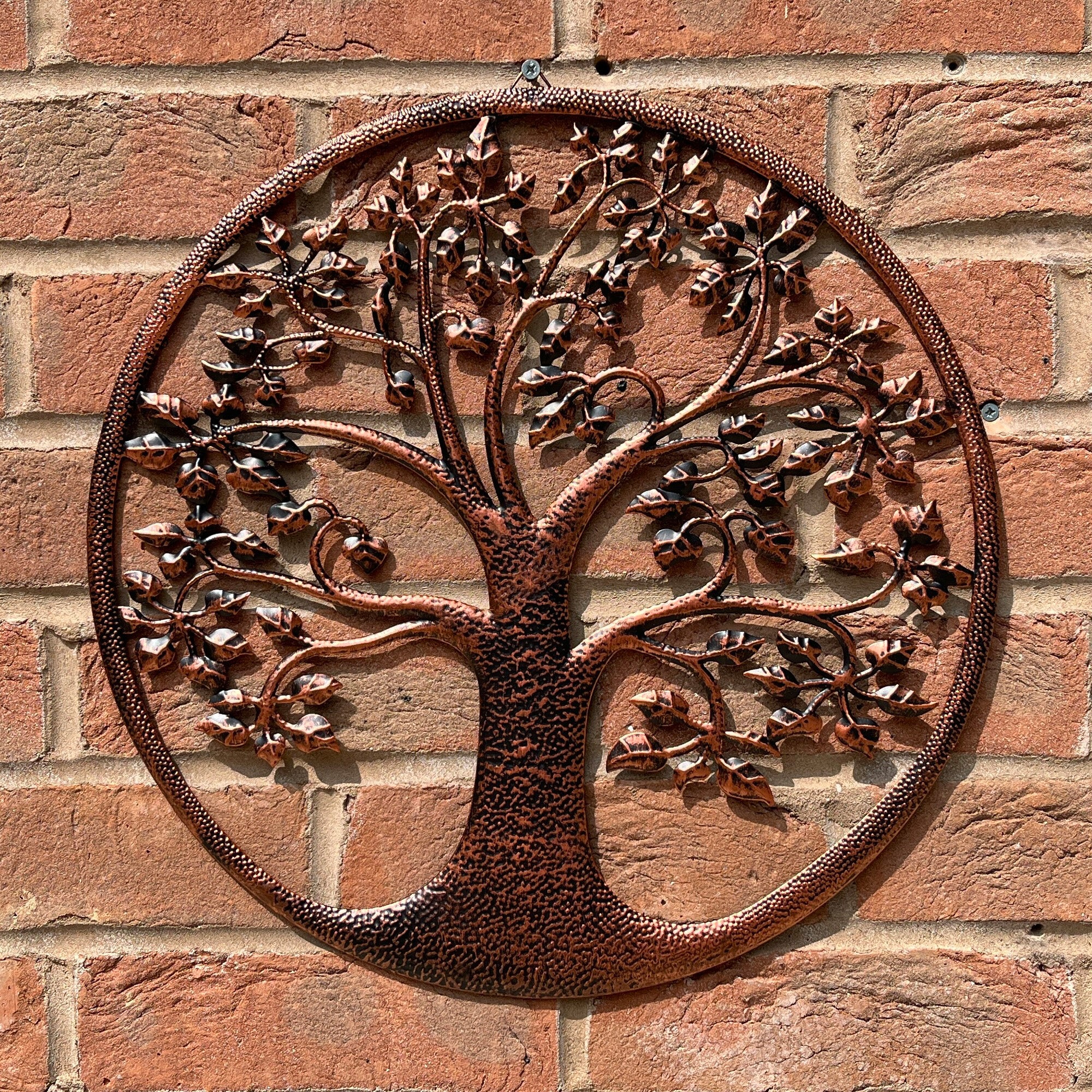 40cm Round Tree of Life Garden Wall Art - Copper