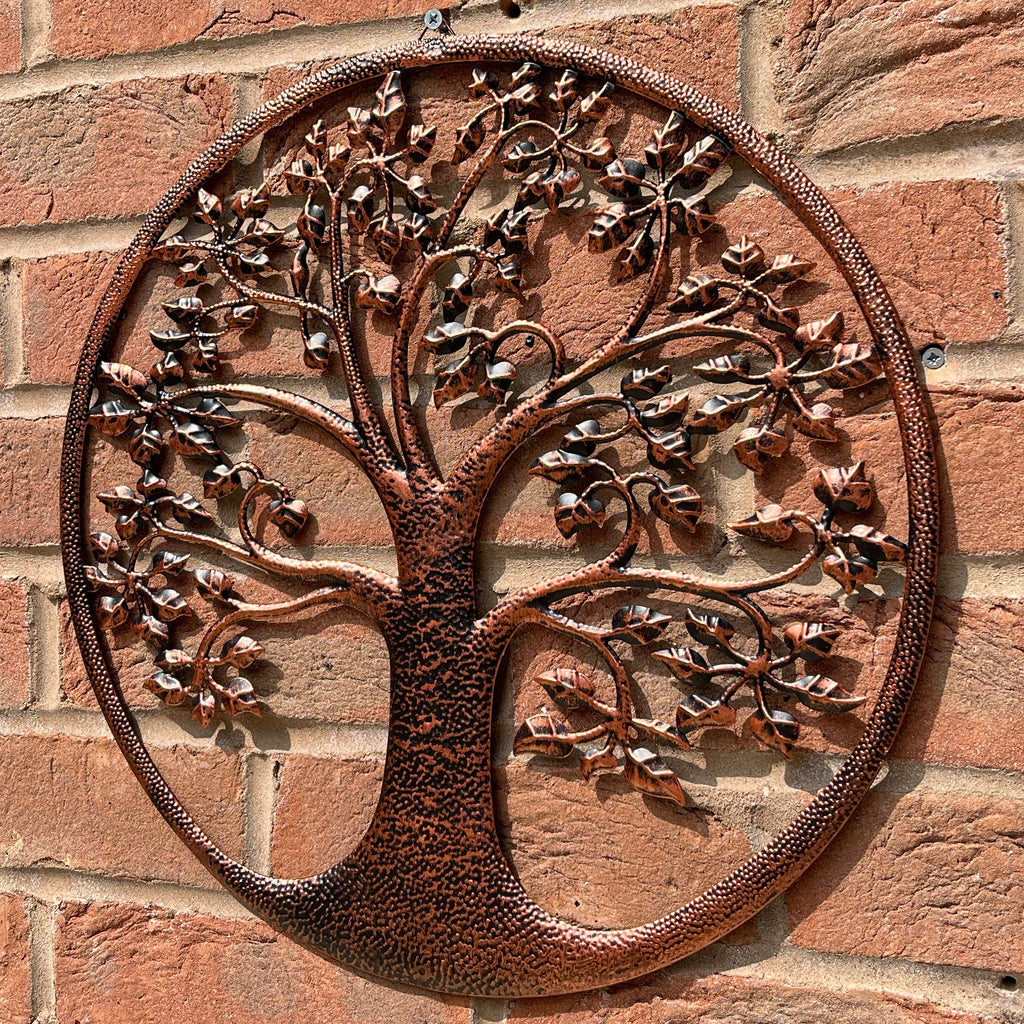 40cm Round Tree of Life Garden Wall Art - Copper
