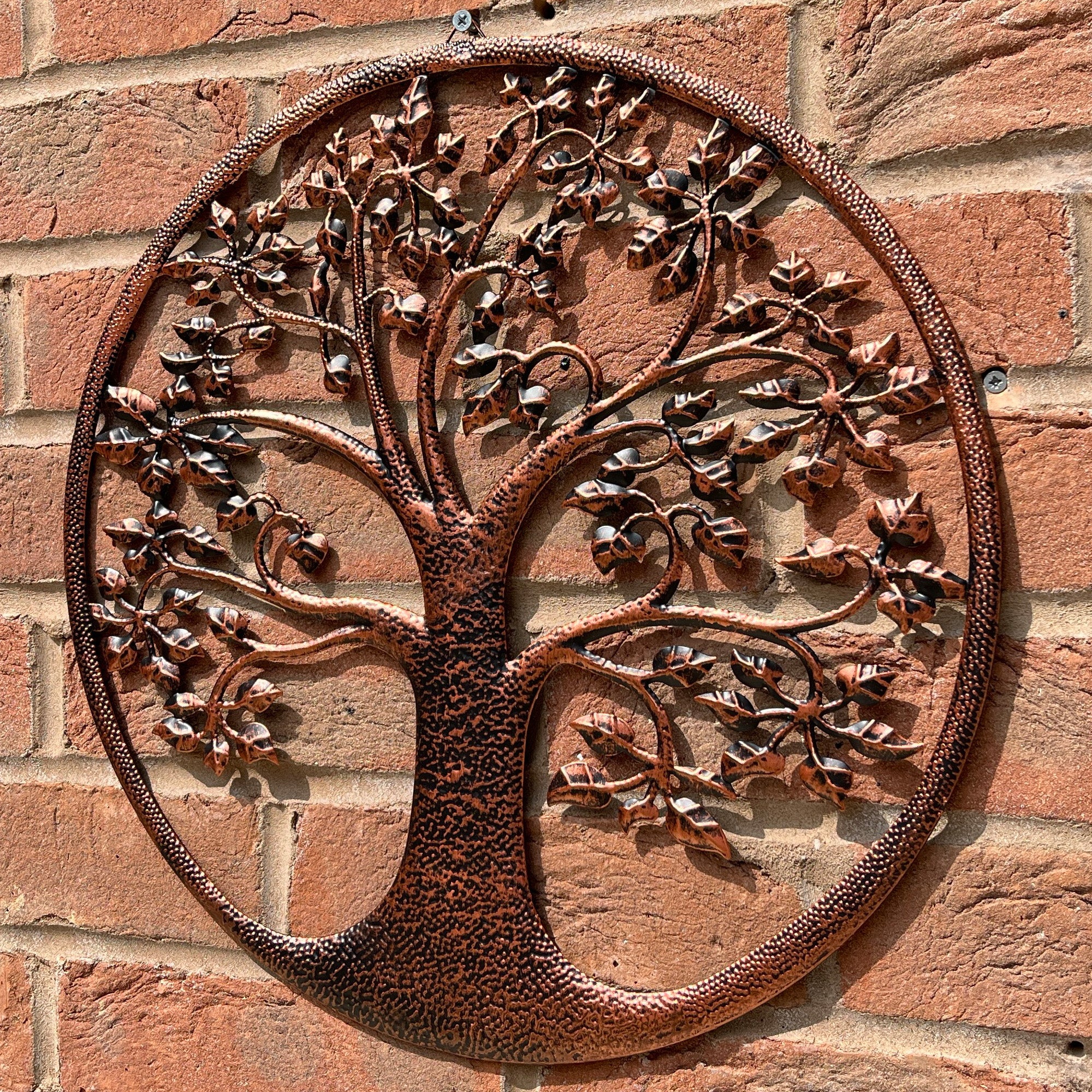 40cm Round Tree of Life Garden Wall Art - Copper