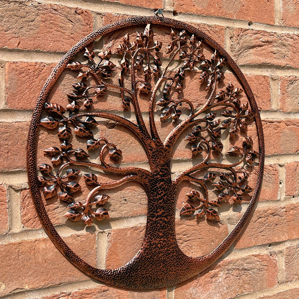 40cm Round Tree of Life Garden Wall Art - Copper