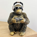 17.5cm Video Gaming Monkey Ornament - Resin