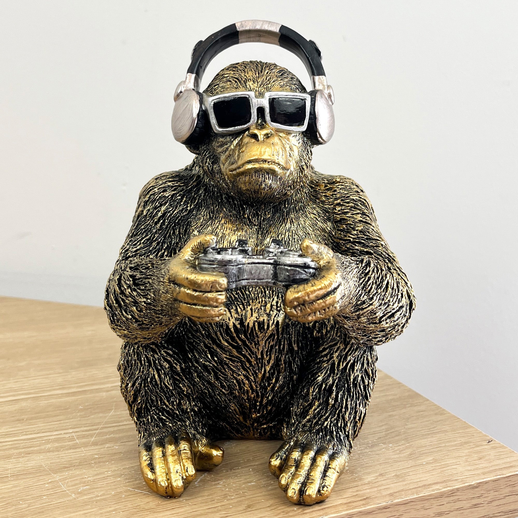 17.5cm Video Gaming Monkey Ornament - Resin