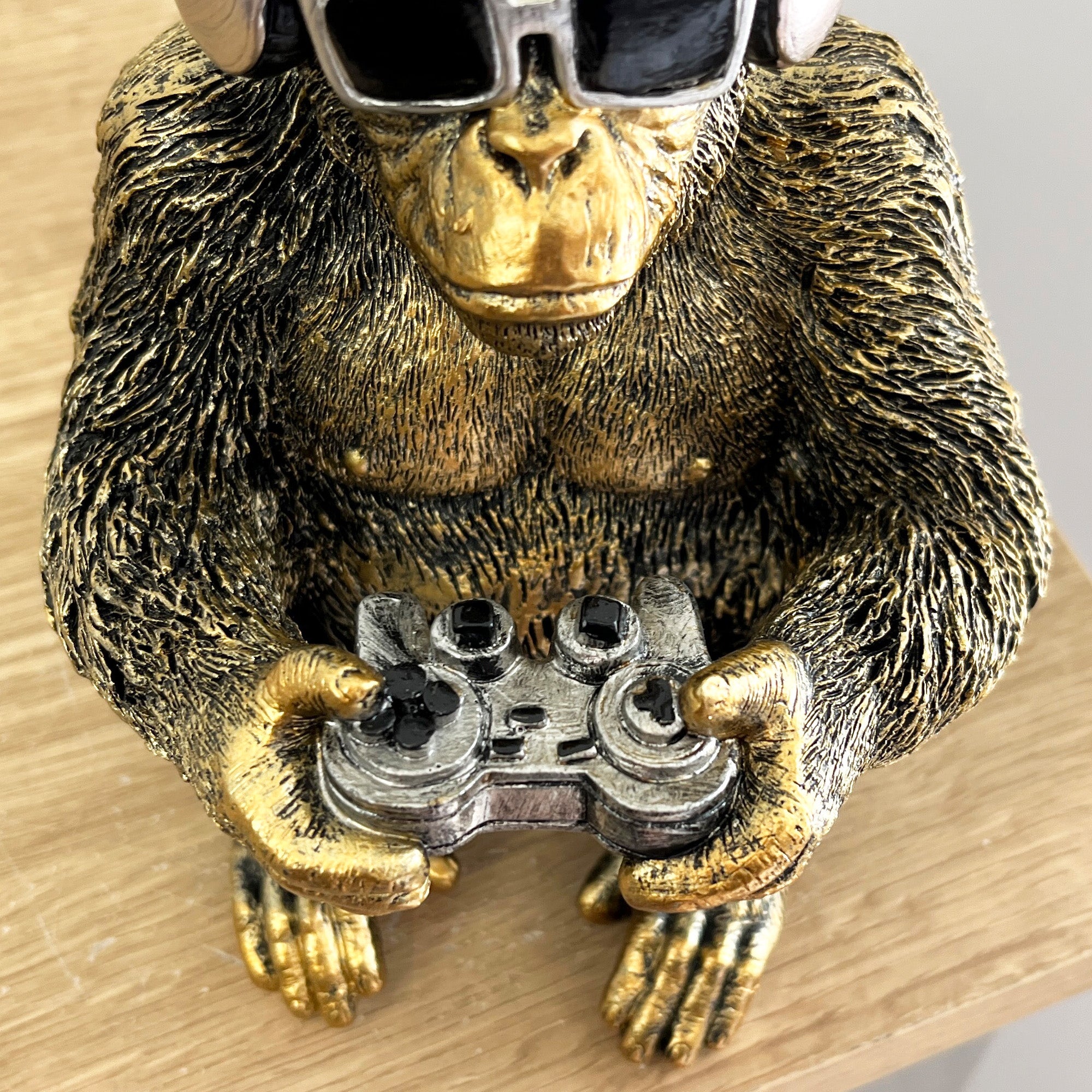 17.5cm Video Gaming Monkey Ornament - Resin