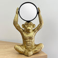 31cm Gold Monkey Holding a Mirror Ornament - Resin