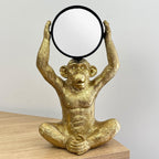 31cm Gold Monkey Holding a Mirror Ornament - Resin