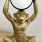 31cm Gold Monkey Holding a Mirror Ornament - Resin