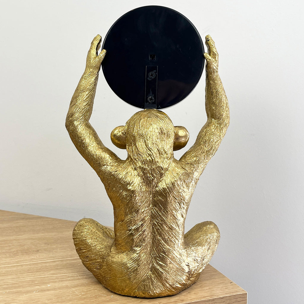 31cm Gold Monkey Holding a Mirror Ornament - Resin