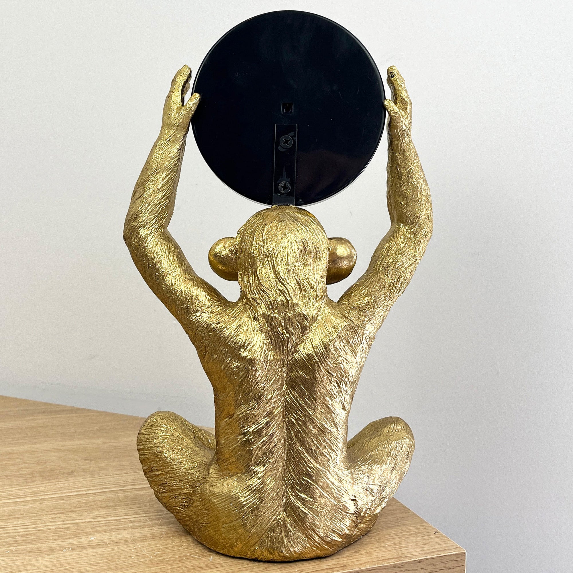 31cm Gold Monkey Holding a Mirror Ornament - Resin