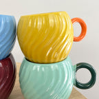 Set of 4 x 300ml Colourful Swirl Stoneware Mugs